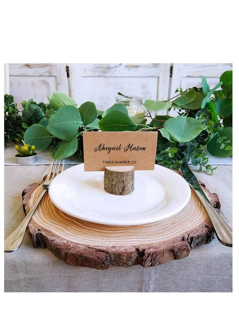 DAILYCHIC Place Card Holders , 20 Pcs Place Rustic Wooden Card Holders with 40 Pcs Kraft Paper Cards, Food Markers Table Number Photo Holder Card for Wedding Dinner Party - Image 5