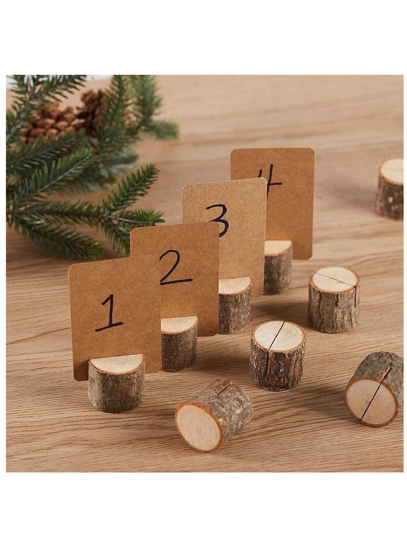 DAILYCHIC Place Card Holders , 20 Pcs Place Rustic Wooden Card Holders with 40 Pcs Kraft Paper Cards, Food Markers Table Number Photo Holder Card for Wedding Dinner Party - Image 2