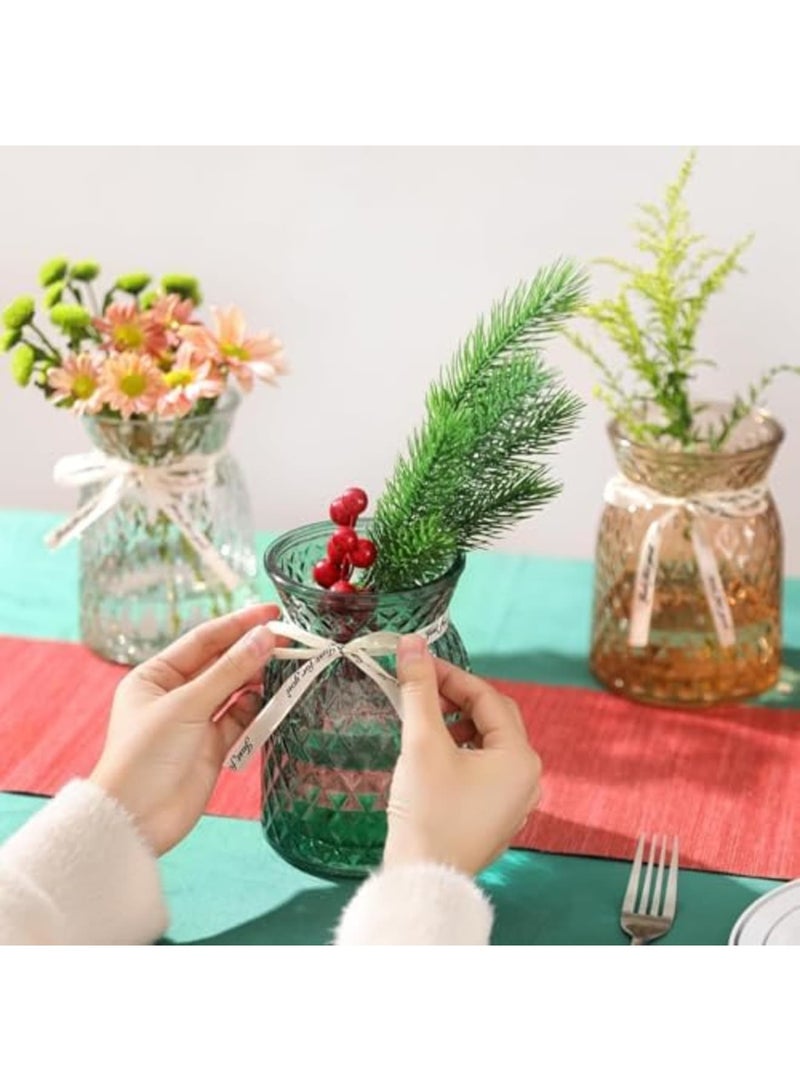 SYOSI مزهرية زهور زجاجية، ارتفاع 6.3 بوصة بنمط الماس، زجاجة كبيرة عتيقة لتزيين حفلات الزفاف، قطع مركزية، ديكور زهور لطاولة المنزل (عبوة من 2، شفافة) - Image 2