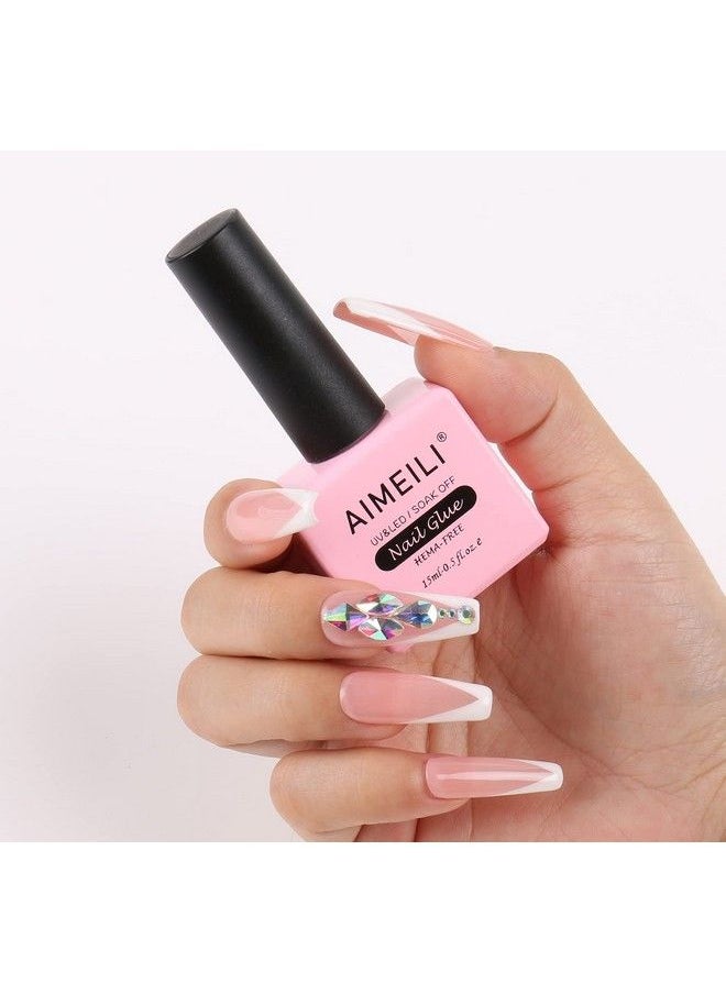AIMEILI Hema Free Gel Nail Polish 2 In 1 Nail Glue And Base Gel 15Ml For Acrylic Nails Soak Off U V Led Strong Nail Glue Gel For False Nails And Press On Nails  - Image 3