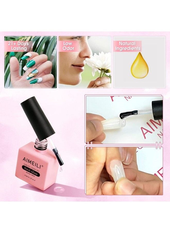 AIMEILI Hema Free Gel Nail Polish 2 In 1 Nail Glue And Base Gel 15Ml For Acrylic Nails Soak Off U V Led Strong Nail Glue Gel For False Nails And Press On Nails  - Image 4