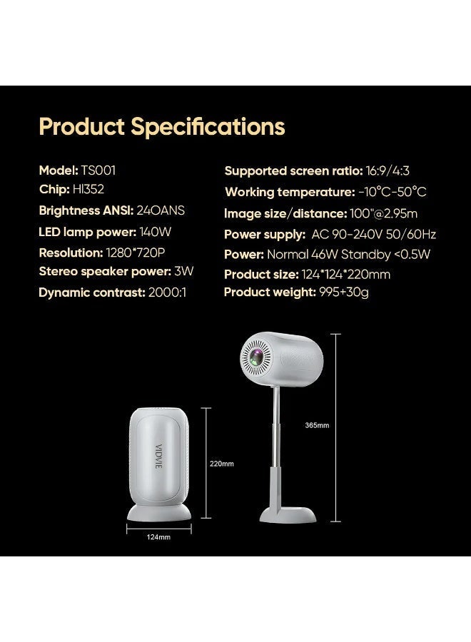 Vidvie Experience Crisp Clarity with the TS001 Multifunctional HD Smart Projector - Image 4