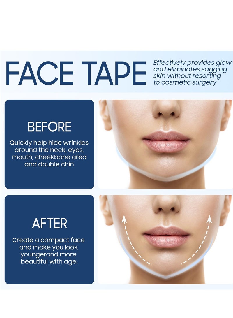 SYOSI 60PCS Face Lift Tape High Elasticity Wrinkle Patches Invisible Face Tapes for Lifting Eyes Double Chin Jowls Lifting Saggy Skin Waterproof Face Stickers Neck Eye Double Chin Lift V Shape - Image 4