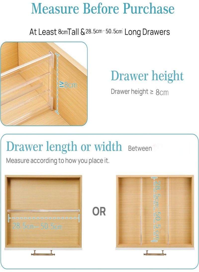 Drawer Dividers 5 Pack Expandable 50.5-28.5cm, Adjustable Dresser Drawer Organizers for Clothes, Kitchen Utensil Separators for Bathroom, Bedroom, Office & Home - Image 2