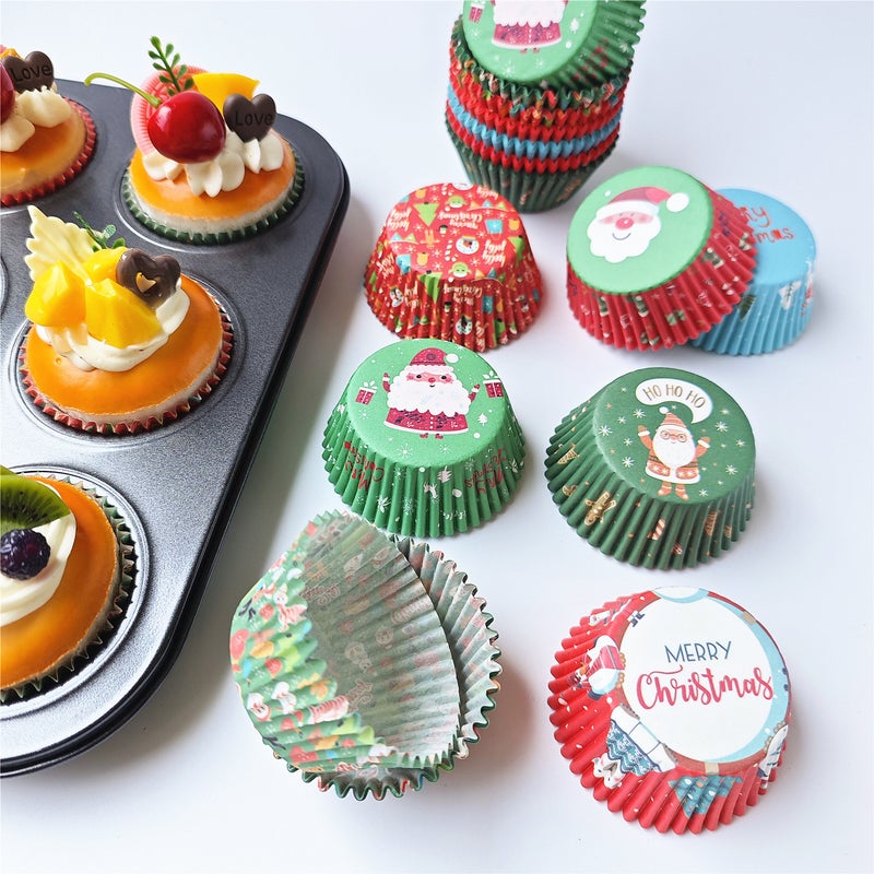 200 Christmas Paper Muffin Cake Liners, High Temperature Resistant And Oil-Proof Paper Liners, Muffin Paper Liners, New Year Cake Paper - Image 5