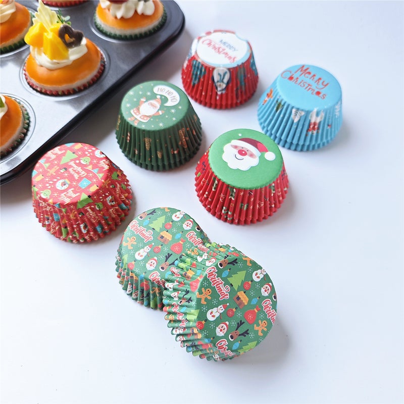 200 Christmas Paper Muffin Cake Liners, High Temperature Resistant And Oil-Proof Paper Liners, Muffin Paper Liners, New Year Cake Paper - Image 2