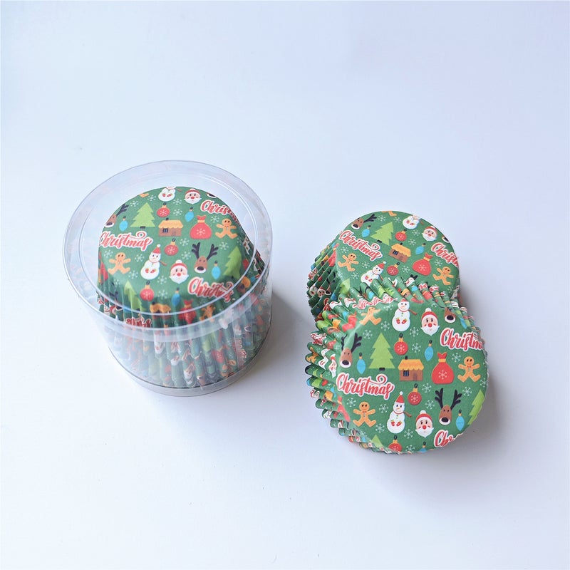 200 Christmas Paper Muffin Cake Liners, High Temperature Resistant And Oil-Proof Paper Liners, Muffin Paper Liners, New Year Cake Paper - Image 1