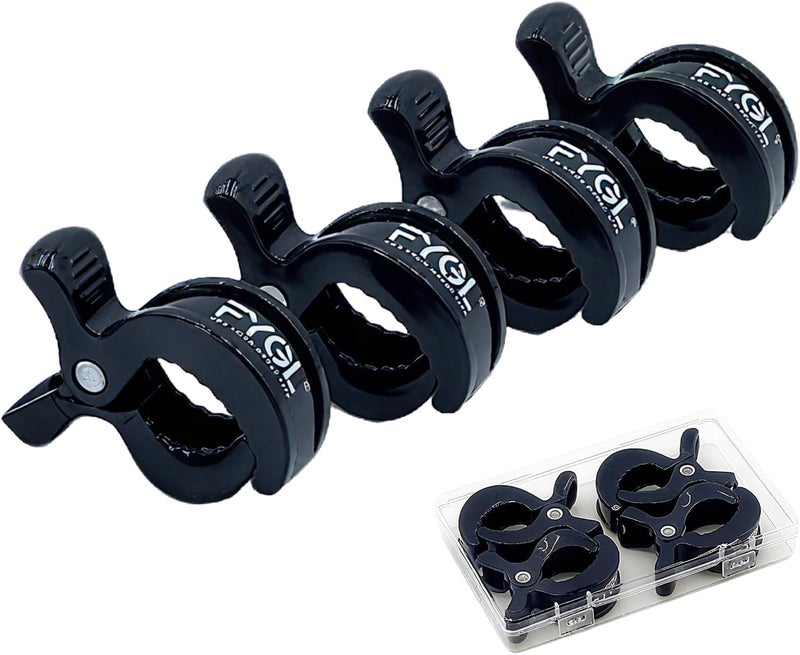 FYGL Universal Stroller Clips | 4PCS Multiuse Fasteners for Pram Toys, Sun Shades, and Blankets - Black - Image 1