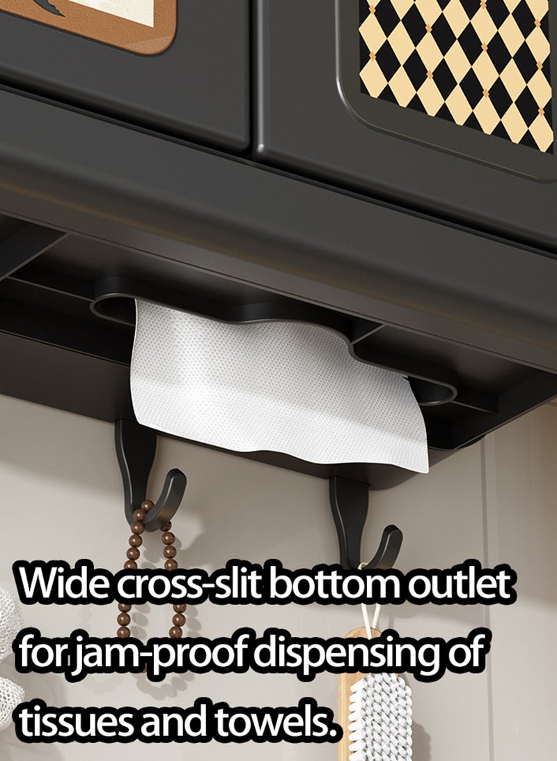 والالا خزانة تخزين قابلة للطي مثبتة على الحائط ببابين مع خطافات وتخزين للمناشف/المناشف، منظم بلاستيكي عالي الجودة على الطراز القديم للحمام، مقاوم للغبار والماء، رف عرض مستحضرات التجميل والأساسيات، عنصر تخزين متين للتخزين في الحمام 40.5*32*13 سم - Image 4