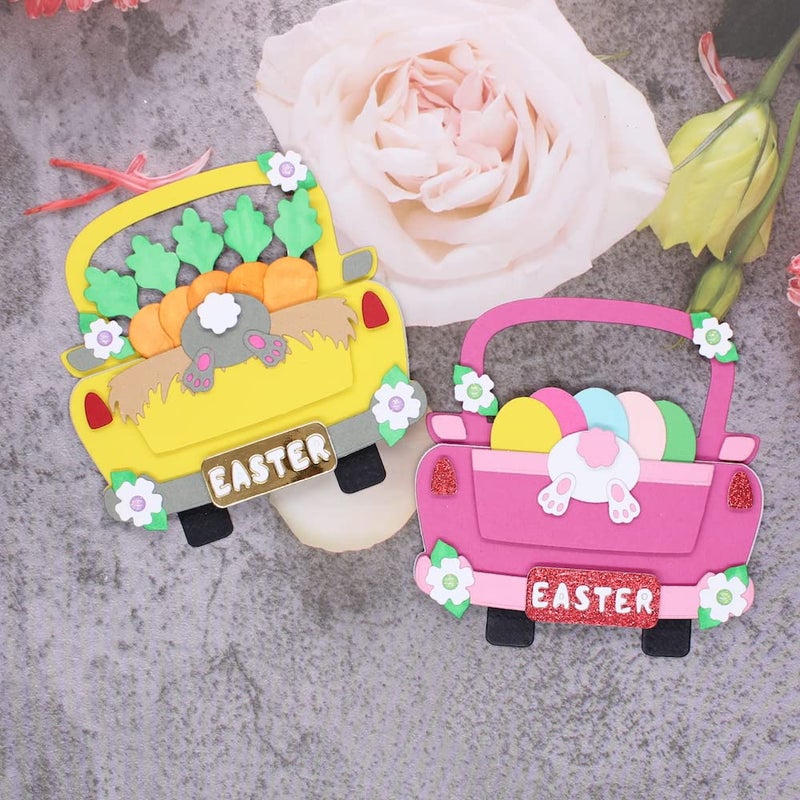 KSCRAFT Easter Bunny Truck Metal Cutting Dies Stencils for DIY ScrapbookingPhoto Album Decorative Embossing DIY Paper Cards