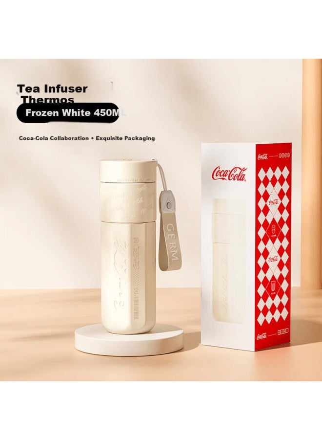 Germ Coca-cola Insulated Tumbler Uni Trendy Tea Separation 316 Stainless Steel Tea Infuser Cup 450ml Frosted White - Image 1