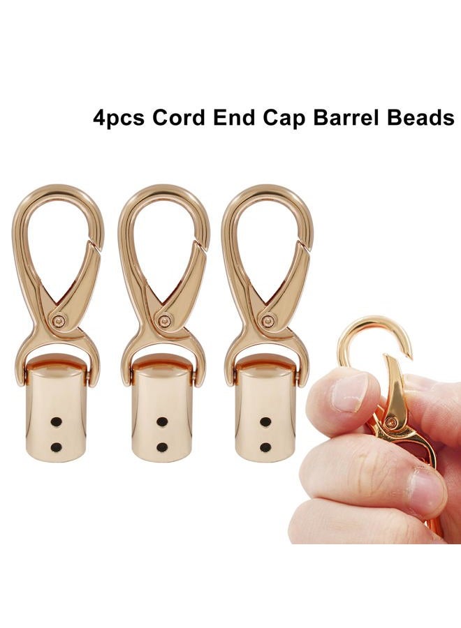 Coufce 4Pcs 0.55" Cord End Cap Barrel Beads, Gold Cord End Caps with Lobster Clasp, Cord Findings for Necklace Chokers Bracelets Bag Strap DIY - Image 5