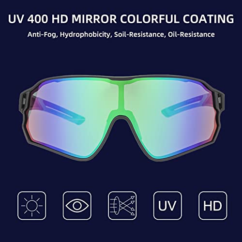 ROCKBROS Unisex Rectangular Polarized UV Protection Cycling Sunglasses, Black Blue, One Size - Image 3