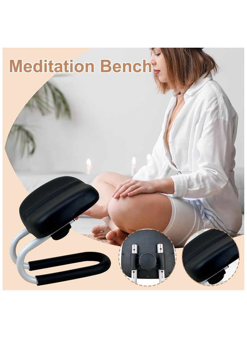 Soofam Meditation Stool, Adjustable Height Kneelers for Praying with Sponge Cushion, Ergonomic Kneeling Chair, Bench Seat, Meditation Accessories, Non-slip Leg Sleeve, Portable Chair for Home Yoga Studio - Image 3