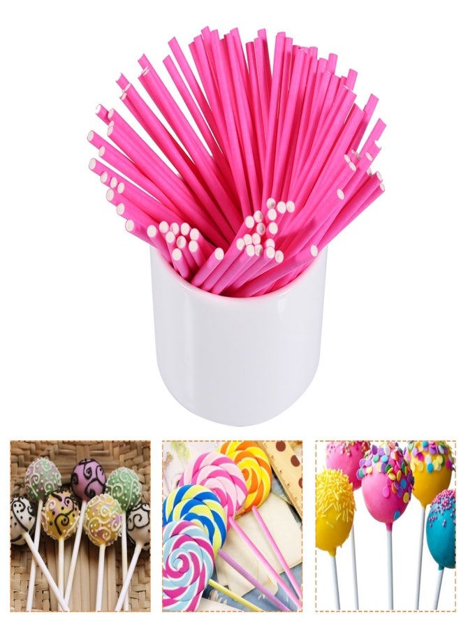 100 Pcs/Set Colorful Lollipop Sticks Cake Pop Sticks for Candy Chocolate 10cm Pink - Image 4