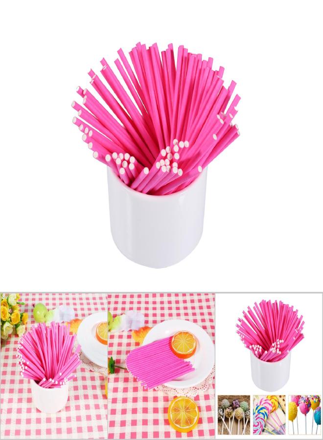 100 Pcs/Set Colorful Lollipop Sticks Cake Pop Sticks for Candy Chocolate 10cm Pink - Image 5