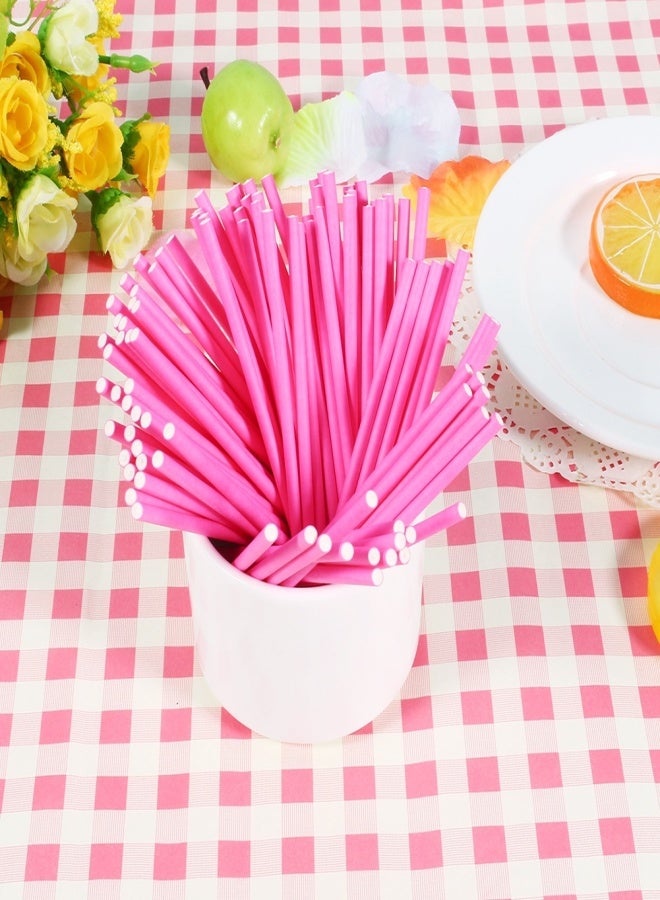 100 Pcs/Set Colorful Lollipop Sticks Cake Pop Sticks for Candy Chocolate 10cm Pink - Image 2