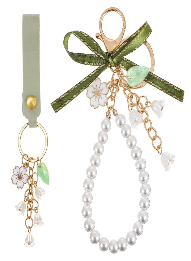 xinxingin 2 Pcs Keychains Aesthetic, Keychain for Girls Cute, Bag Charm for Handbags, Backpacks, Phone Cases, Stylish Accessory for Teenage Girls and Young Women, Car Keys, Green - Image 1