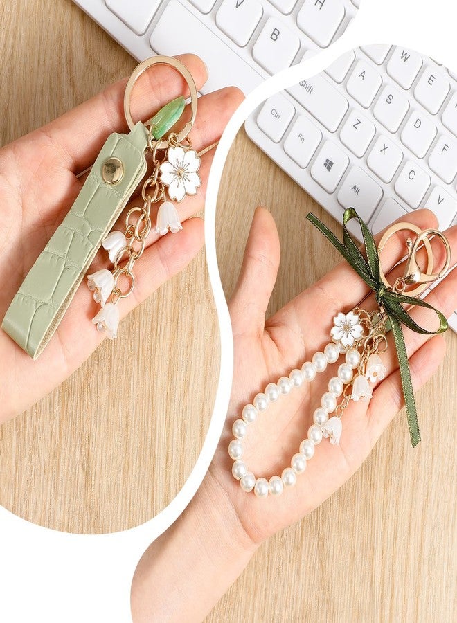 xinxingin 2 Pcs Keychains Aesthetic, Keychain for Girls Cute, Bag Charm for Handbags, Backpacks, Phone Cases, Stylish Accessory for Teenage Girls and Young Women, Car Keys, Green - Image 3
