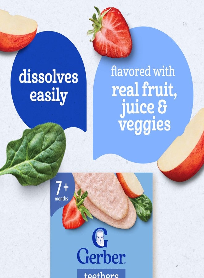 Gerber عضاضات جيربر، بسكويتات التسنين الناعمة بنكهة الفراولة والتفاح والسبانخ، وجبات خفيفة للتسنين للأطفال، 6 عبوات - Image 5
