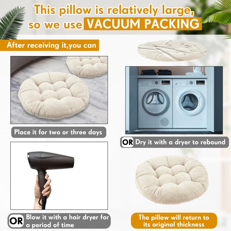 Jerify 6 Pcs Floor Pillow Cushions 22 x 22 Inch Round Square Large Meditation Floor Pillow for Classroom Adult Meditation Picnic Party Seating Learning Daycare School (Round,Beige) - Image 3