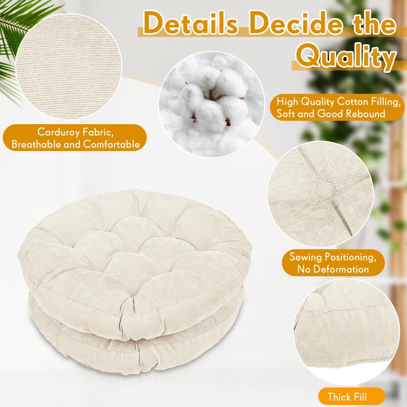 Jerify 6 Pcs Floor Pillow Cushions 22 x 22 Inch Round Square Large Meditation Floor Pillow for Classroom Adult Meditation Picnic Party Seating Learning Daycare School (Round,Beige) - Image 4