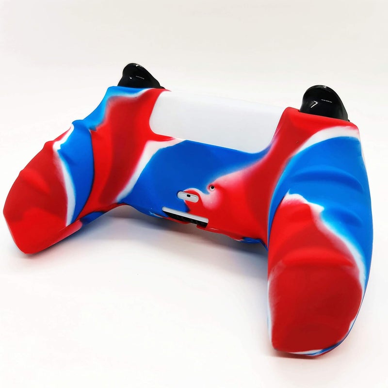Asokex Skin for PS5 Controller Grips, Silicone Case Cover for PlayStation 5 Anti-Slip Protector with 10pcs Thumb Joysticks Caps (red&Blue) - Image 4