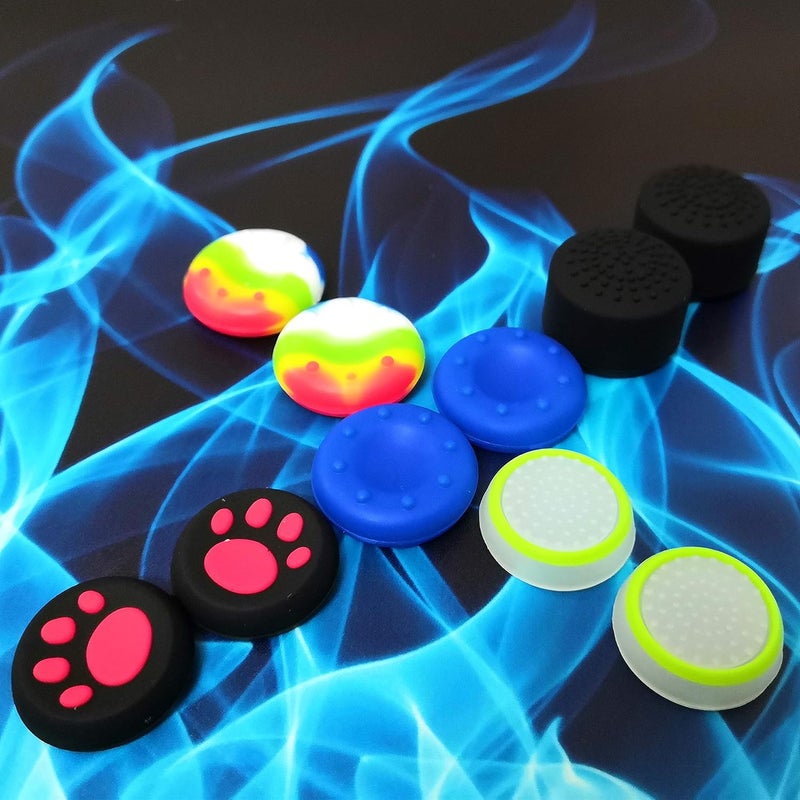 Asokex Skin for PS5 Controller Grips, Silicone Case Cover for PlayStation 5 Anti-Slip Protector with 10pcs Thumb Joysticks Caps (red&Blue) - Image 5