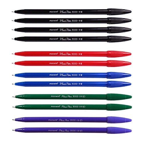 Monami Plus 3000 Office Sign Pen Felt Tip Water Based Ink Color Pen Complete Red,blue,black,green,purple Dozen Box - Image 1
