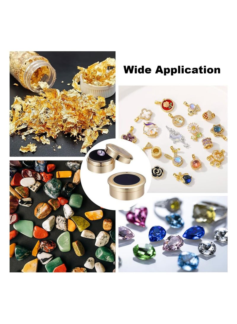 Gemstone Display Box Round Loose Diamond Gemstone Display Case Gold Alloy Jewelry Box Container with Window for Proposal Jewelry Diamond Wedding Necklace, 2 Sizes - Image 5