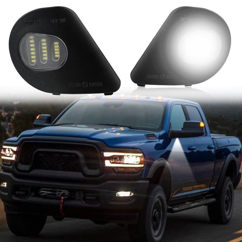 أضواء بركة مرآة جانبية LED من KEEGTBOX متوافقة مع شاحنة دودج رام 1500 2010-2019 أضواء مرآة سحب لشاحنة رام 2500 3500 4500 5500 بيك أب 2011-2018 ملحقات مصباح البركة