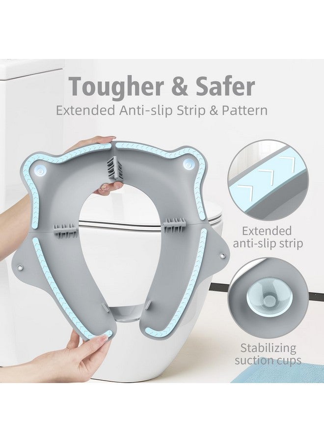 SKYROKU SKYROKU Foldable Travel Potty Seat for Toddlers and Kids - Anti-Slip Potty Training Seat with Handles, Splash Guard, DIY Stickers, Storage Bag - Fits Most Toilets, Portable & Easy to Clean  - Image 2