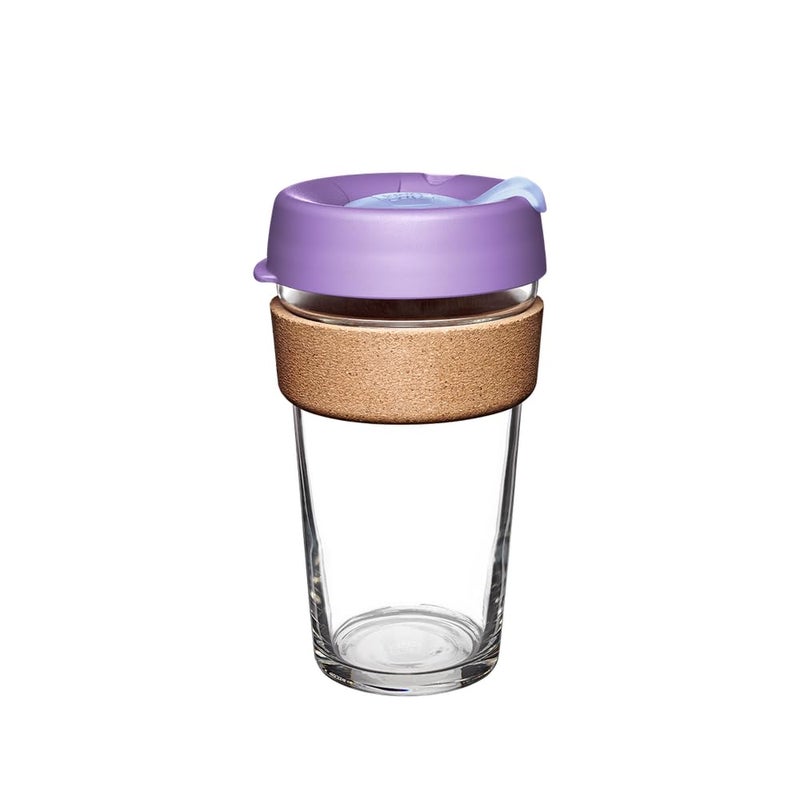 KeepCup Brew Cork  Reusable Coffee Cup Tempered Glass and Natural Cork L 16oz454ml  Moonlight