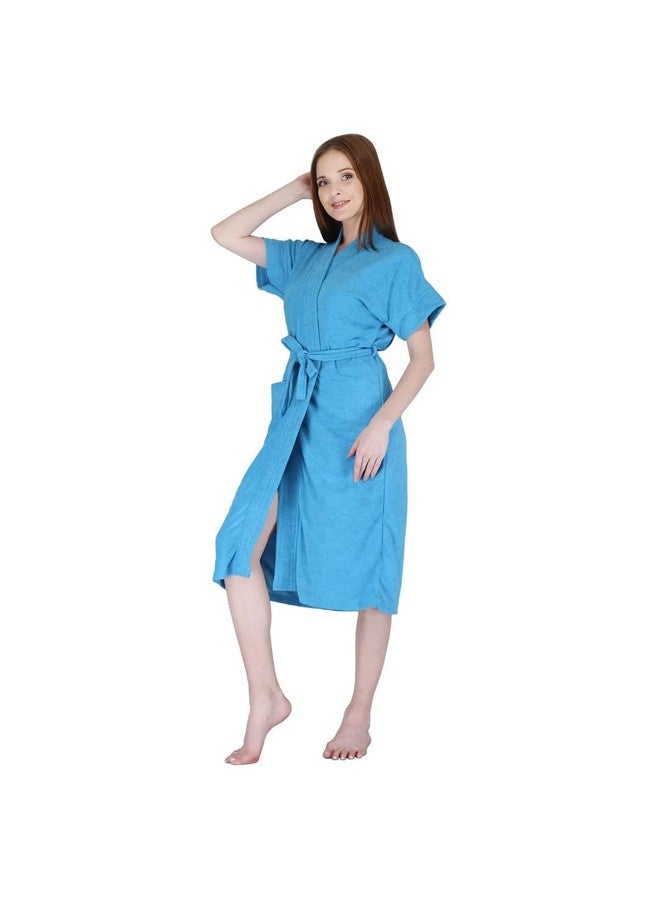 Kuber Industries Women Bathrobe, Micro Terry, Sky Blue Blue, Free Size, Set of 1 - Image 1