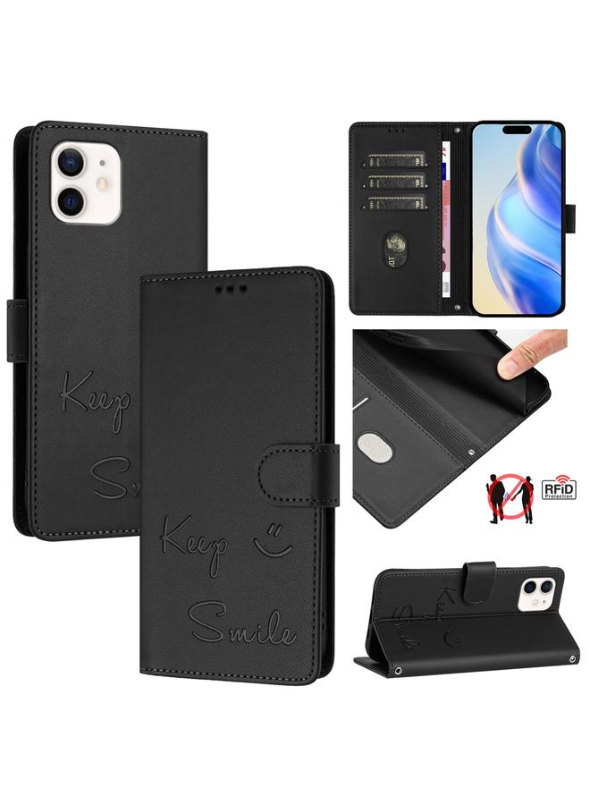 Zaboon Case For iPhone 11 Smile Embossing RFID Leather Phone Case - Image 1
