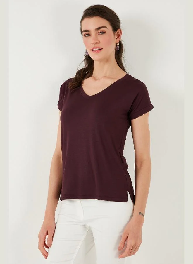 Lela Lela V-Neck Relaxed Fit Blouse with Slit Detail, 2-Pack, Women's Blouse 5862000S2