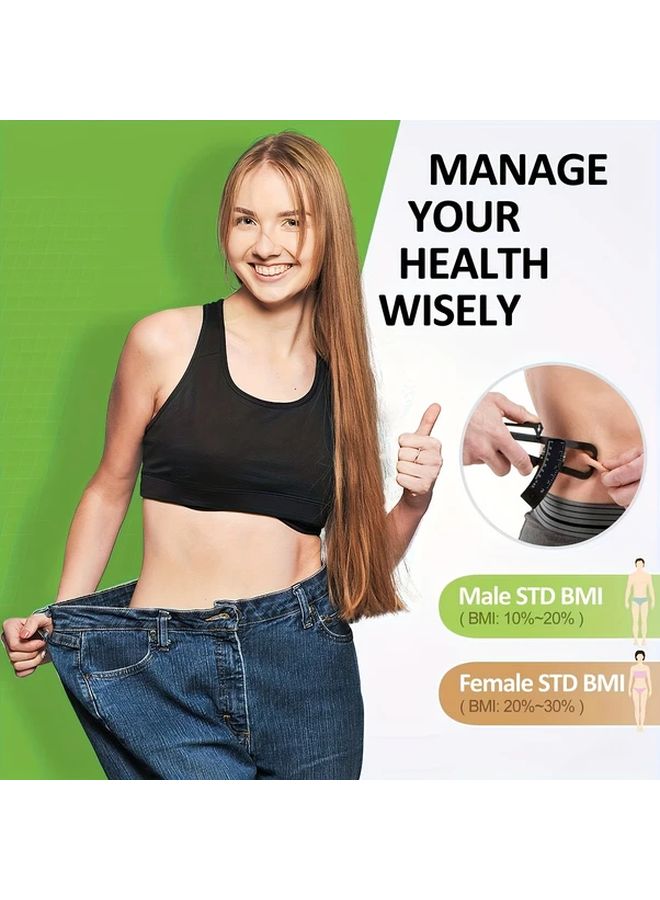 Black Body Fat Caliper And Measuring Tape Kit Portable Fitness Measurement Tool - Image 3