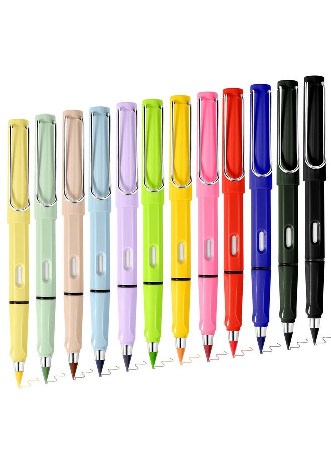 بولكسكاي أقلام تلوين Forever Colored Pencils 12 Count، أقلام تلوين Infinity Pencil Metal، أقلام تلوين Everlasting مع ممحاة، مجموعة أقلام تلوين، أقلام تلوين Eternal Pencil/Inkless Pencil/Lapiz Infinito  - Image 1