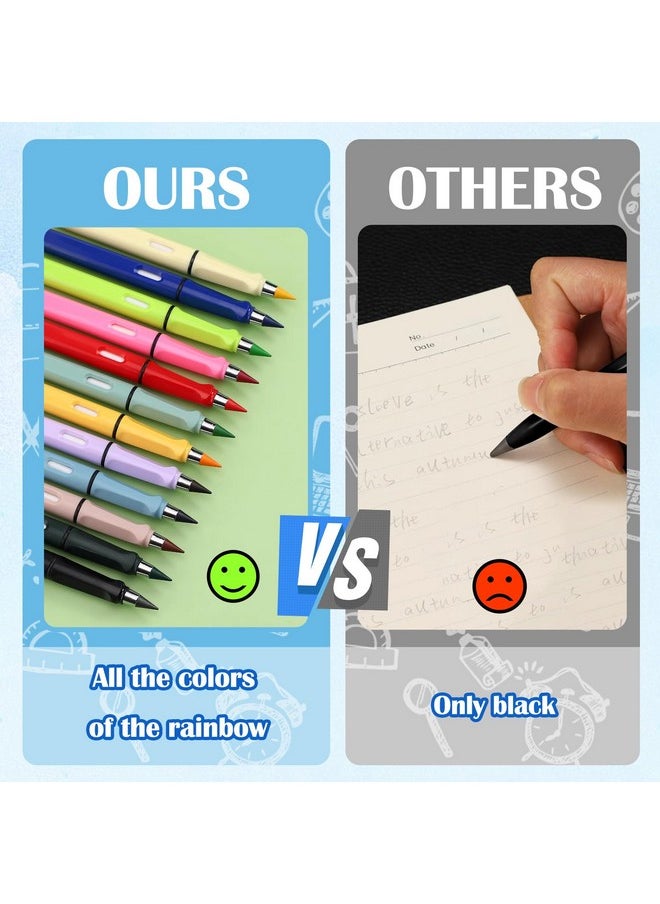 بولكسكاي أقلام تلوين Forever Colored Pencils 12 Count، أقلام تلوين Infinity Pencil Metal، أقلام تلوين Everlasting مع ممحاة، مجموعة أقلام تلوين، أقلام تلوين Eternal Pencil/Inkless Pencil/Lapiz Infinito  - Image 4