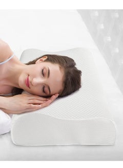 ELTRAZONE Memory Foam Pillow, Findigit Cervical Neck Support Pillow for Sleeping, Contour Ergonomic Orthopedic Pillow for Back, Side Sleeper (White)  - Image 1