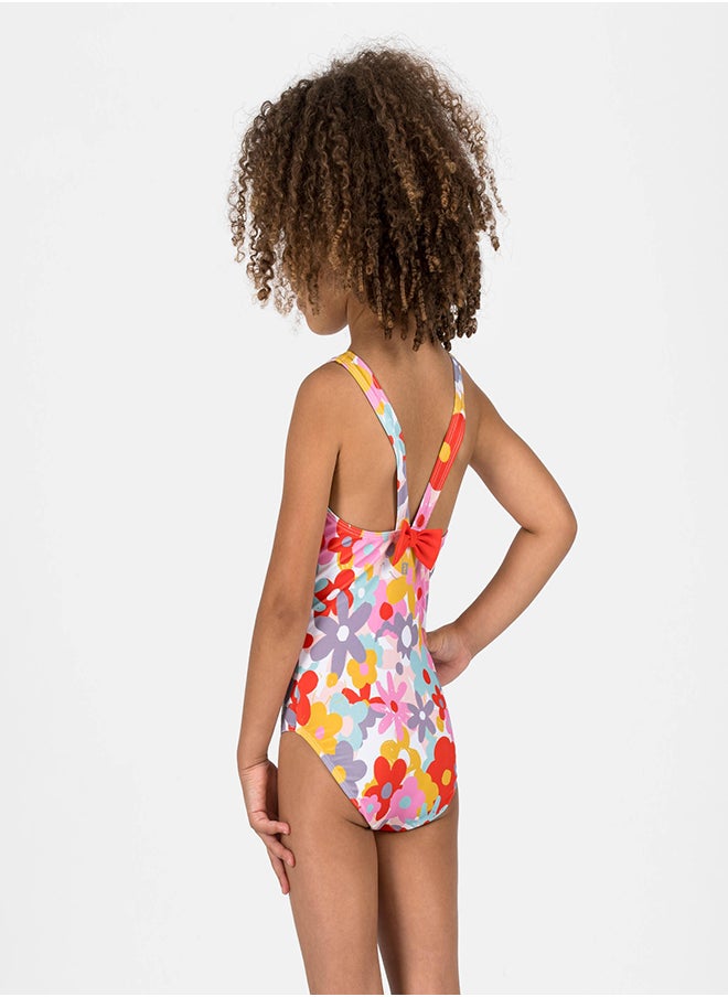 NABAIJI NABAIJI by DECATHLON, Baby/Girls' 1-Piece Swimsuit Soft & Comfortable Flower Print Red  - Image 3