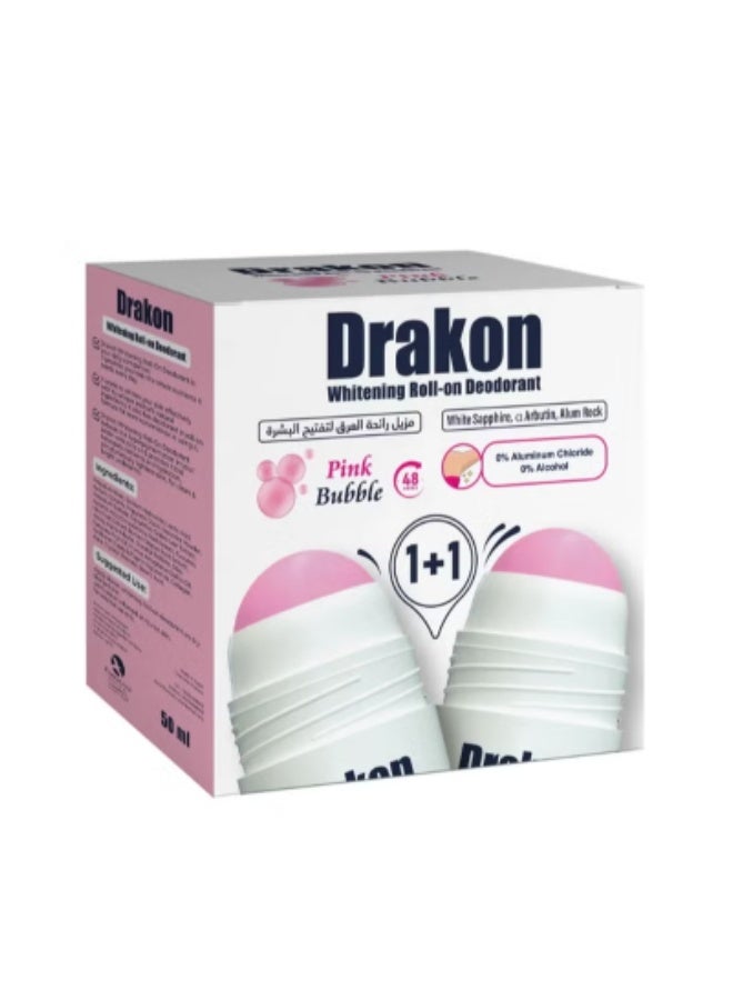 DRAKON Whitening Roll On Deodorant Pink Bubble 1+1 - Image 1