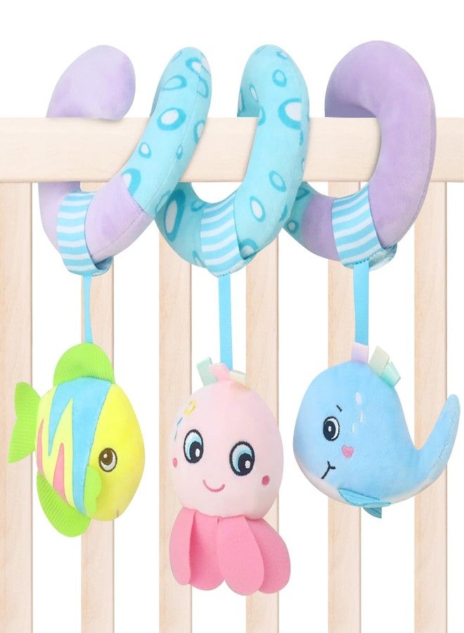 Caterbee Baby Stroller Toy, Activity Spiral Plush bar Toy Accessories, Car Seat Toys with Bell for boy or Girl 0 Months+ (Ocean) - Image 1