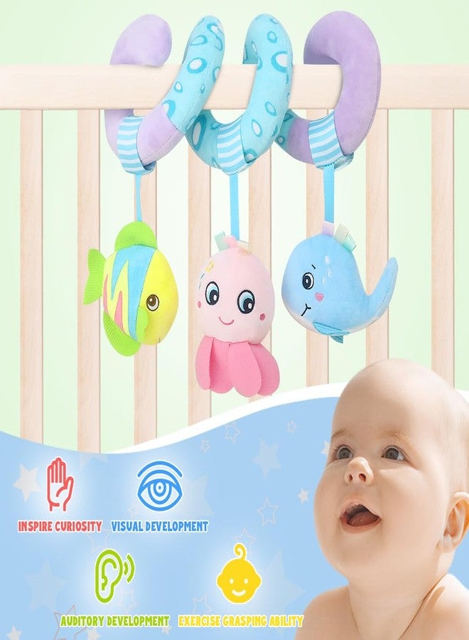 Caterbee Baby Stroller Toy, Activity Spiral Plush bar Toy Accessories, Car Seat Toys with Bell for boy or Girl 0 Months+ (Ocean) - Image 5