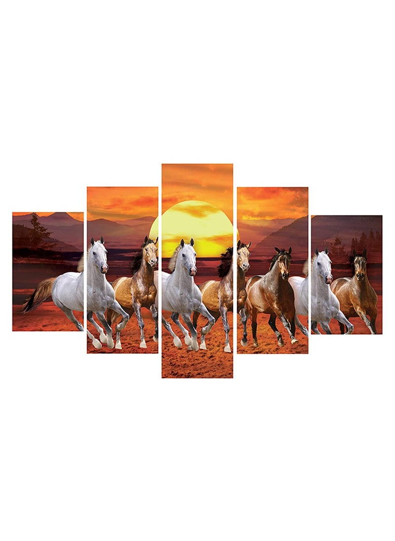 Great Art - Great Art Set Of 5 Seven Running Horses Vastu Framed Wall Painting Scenery For Home Decoration, Living Room, Office, Bedroom With A Surprise Present Inside Big Size (75 X 43 CM) - Image 1
