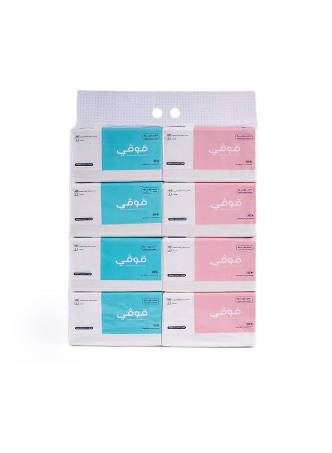 مناديل وجه مكونة من 3 طبقات - عبوة من 8 قطع تحتوي كل منها على 600 ورقة فردية - مناديل وجه ناعمة مثالية للاستخدام اليومي والتنظيف الشخصي. مصنوعة من لب الورق البكر النقي عالي الجودة