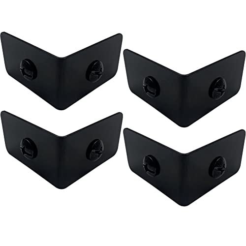 Sutfmwe 4 Pcs Black Metal Corner Protector Decorative Right Angle Corner Brackets for Furniture Table Wood Boxes Barn Door Wood Frame Trunk Desk Box Guards Edge Cover
