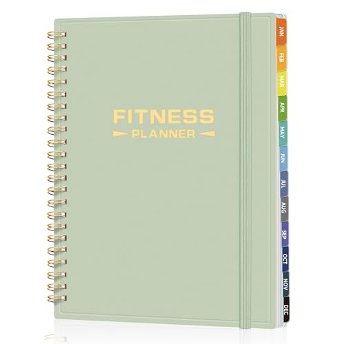 SUNEE 2026 Fitness Workout Journal Planner for Women & Men, JAN 2026 - DEC 2026 Exercise Planner, 6.4" x 8.3" Workout Calendar Journal Essentials Gift for Goals, Tracking, Gifts with PVC Plastic Cover,Green - Image 1