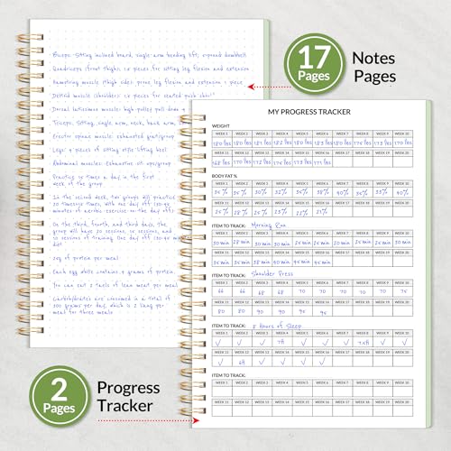 SUNEE 2026 Fitness Workout Journal Planner for Women & Men, JAN 2026 - DEC 2026 Exercise Planner, 6.4" x 8.3" Workout Calendar Journal Essentials Gift for Goals, Tracking, Gifts with PVC Plastic Cover,Green - Image 5