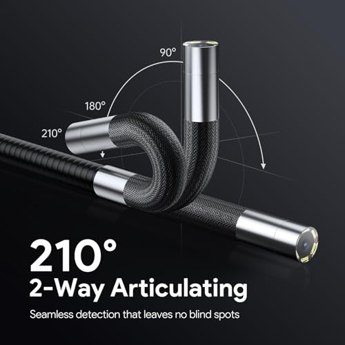 DEPSTECH 210° Two-Way Articulating Borescope, 0.24in Ultra-Slim Endoscope Camera with Lights, 4.5” IPS Screen, 5ft Waterproof Flexible Snake Tube, Industrial Inspection Camera for Automotive Mechanics - Image 2